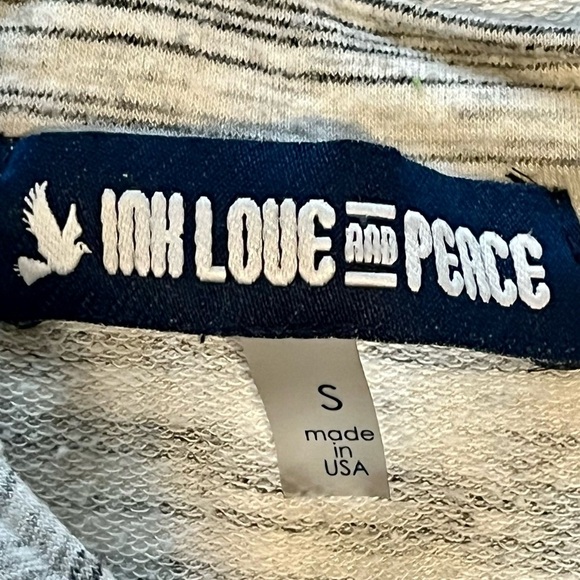 Ink Love and Peace Gray Hooded Sweatshirt - Picture 2 of 3